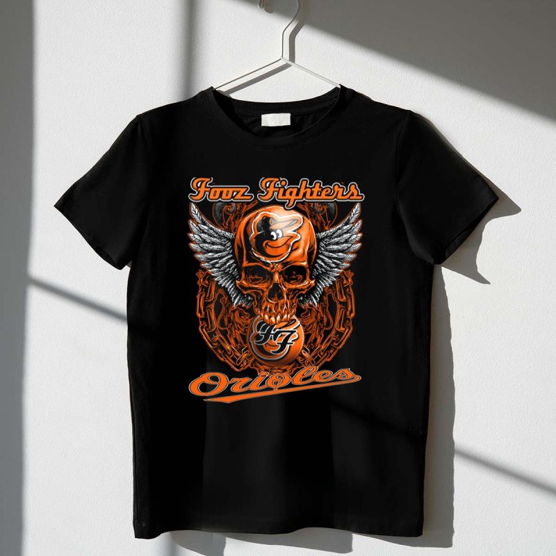 Foo Fighters Baltimore Orioles Skull Wings T Shirt t shirt 1 1