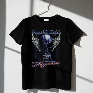 Foo Fighters Detroit Tigers Skull Wings Graphic Tee For Music Fans