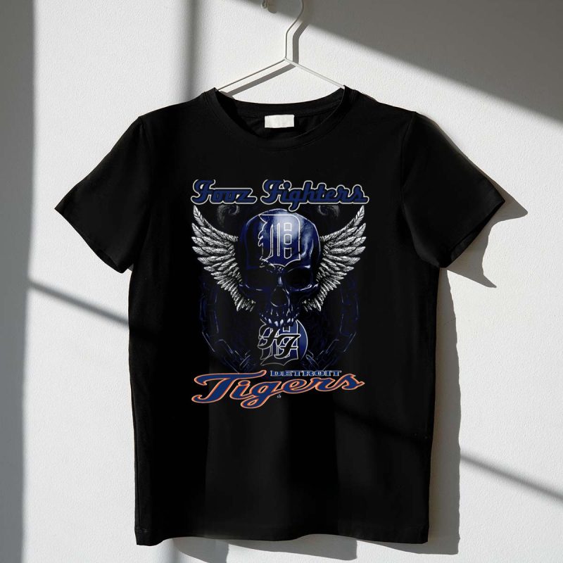 Foo Fighters Detroit Tigers Skull Wings D T Shirt t shirt 1 1
