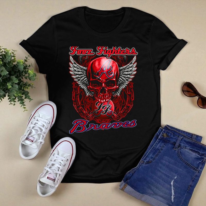 Atlanta Braves Skull Wings T-Shirt | Fooz Fighters Inspired Design - Image 5