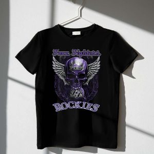 Fooz Fighters Colorado Rockies Skull Wing Graphic T-Shirt For Fans