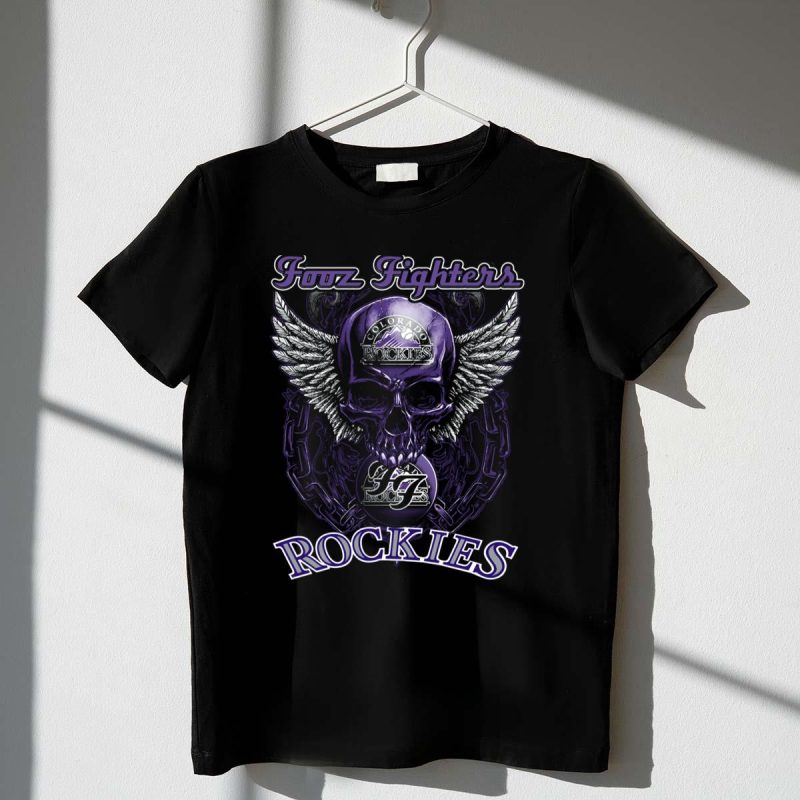 Fooz Fighters Colorado Rockies Skull Wing Chain T Shirt t shirt 1 1