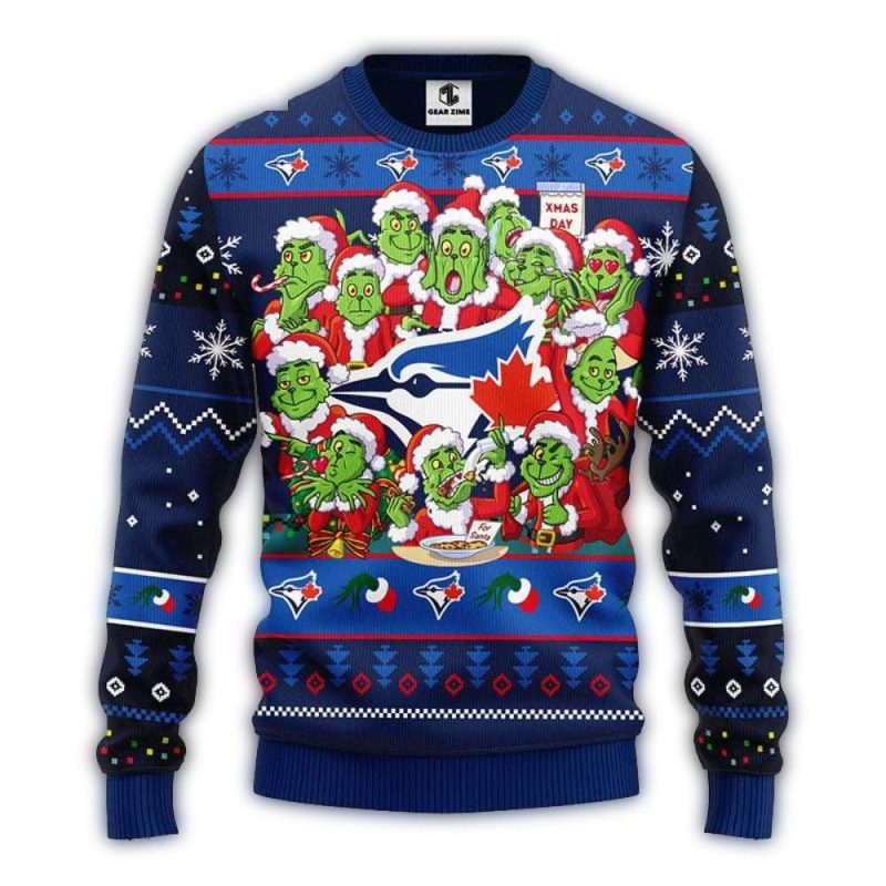 Funny 12 Grinch Xmas Day Toronto Blue Jays Christmas Ugly Sweater 1