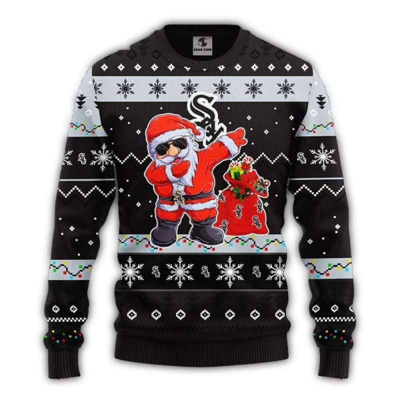 Funny Chicago White Sox Santa Dab Christmas Ugly Sweater 1