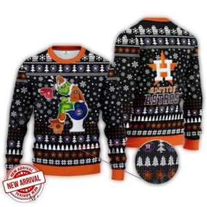 Funny Houston Astros Grinch Toilet Design Ugly Christmas Sweater