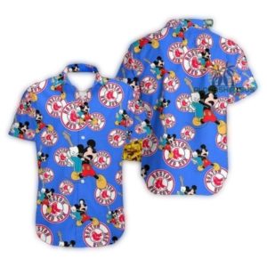 Mickey Mouse Guitar Graphic Boston Red Sox Hawaiian Shirt for Fans