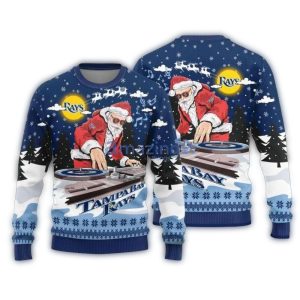 Funny Tampa Bay Rays Dj Santa Claus Christmas Sweater For Holiday Parties