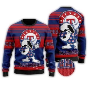 Funny Texas Rangers Snoopy Dab Christmas Ugly Sweater