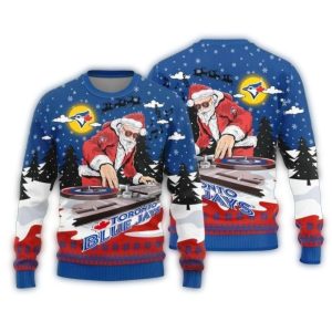 Funny Toronto Blue Jays Dj Santa Christmas Ugly Sweater