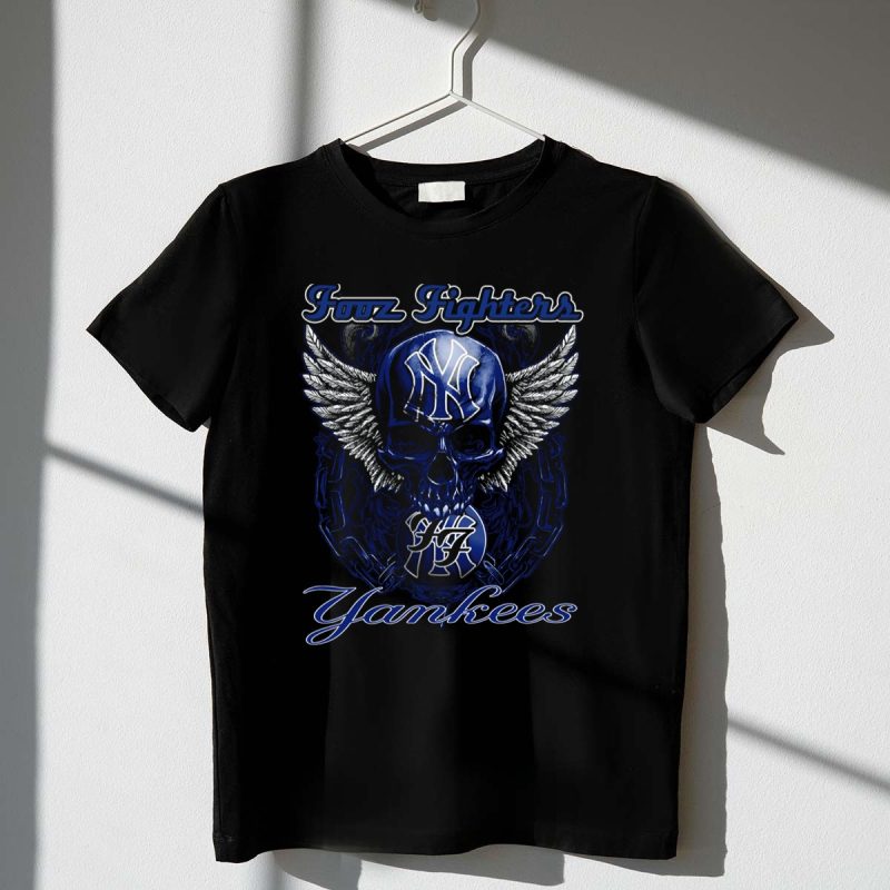 Fuzz Fighters New York Yankees Skull Wings T Shirt t shirt 1 1