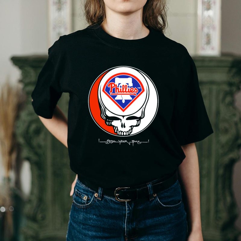 Grateful Dead Steal Your Face T-Shirt with Philadelphia Phillies Design - Image 2