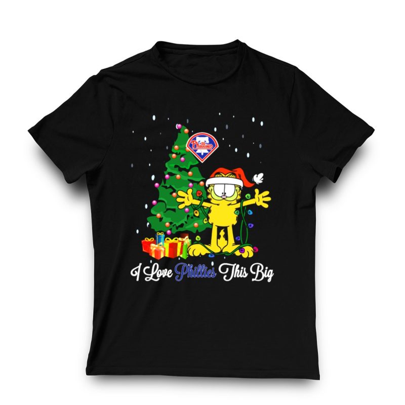 Garfield Christmas T-Shirt featuring Philadelphia Phillies, Tree & Gifts Design - Image 3