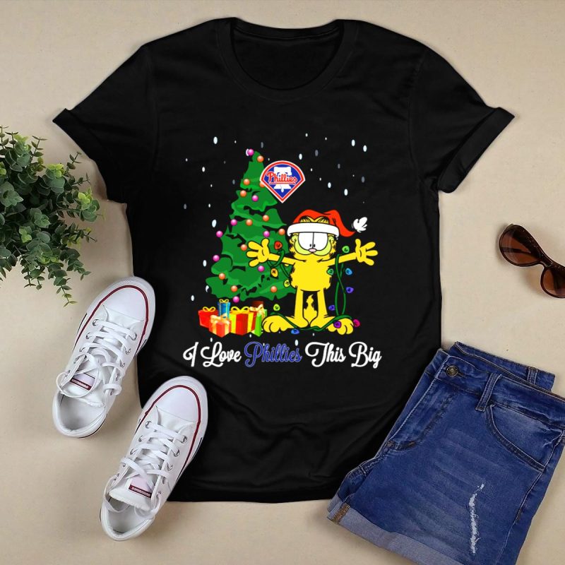 Garfield Christmas T-Shirt featuring Philadelphia Phillies, Tree & Gifts Design - Image 5