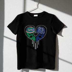 Gators Yankees Skull Heart Fusion Graphic T-Shirt For Fans