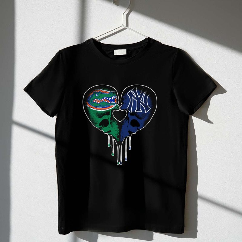 Gators Yankees Skull Love Heart Fusion T Shirt t shirt 1 1