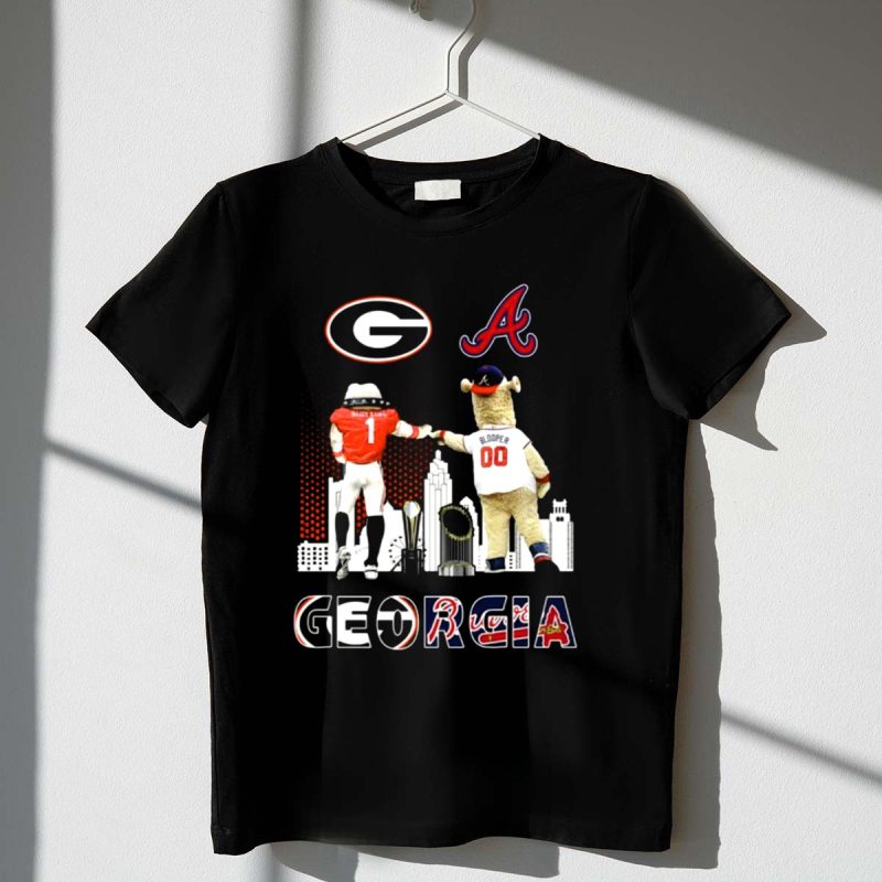 Georgia Bulldogs Skyline T-Shirt With Braves Blooper Mascot Design