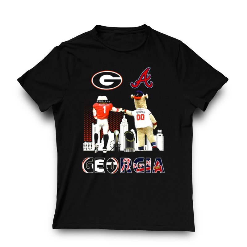 Georgia Bulldogs Skyline T-Shirt With Braves Blooper Mascot Design - Image 3