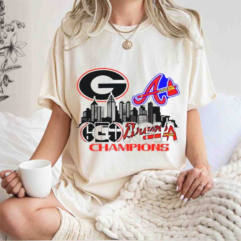 Uga Bulldogs Champions Celebration T-Shirt - Georgia Braves Fan Tee