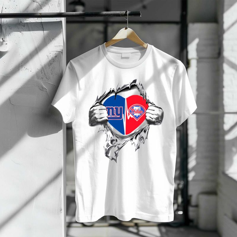 Giants Phillies Heart Logo Distressed T-Shirt for Die-Hard Fans - Image 3