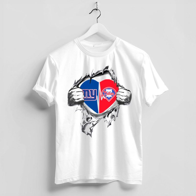 Giants Phillies Heart Logo Distressed T-Shirt for Die-Hard Fans - Image 4