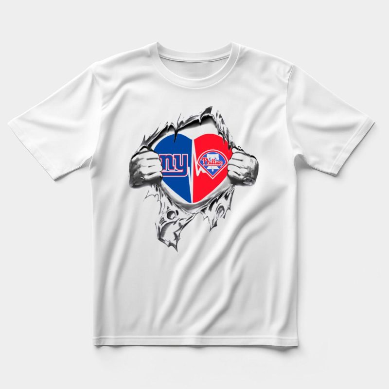 Giants Phillies Heart Logo Distressed T-Shirt for Die-Hard Fans - Image 5