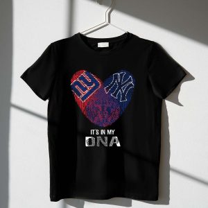 Giants Yankees Fingerprint Heart T-Shirt - It'S In My Dna Design