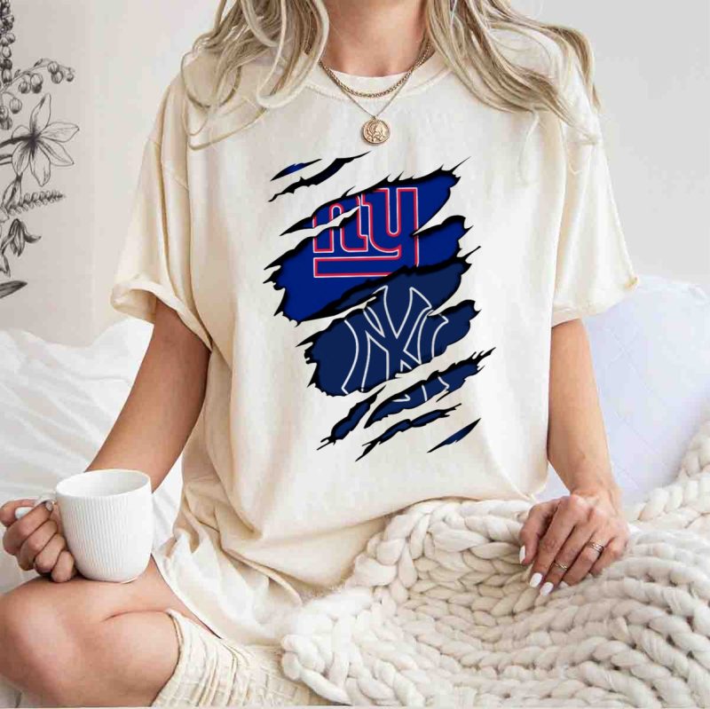 Giants Yankees Giants Yankees Logos with Claw Marks T Shirt t shirt 1 1