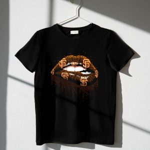Glitter Lips San Francisco Giants Logo Sparkle T-Shirt For Fans