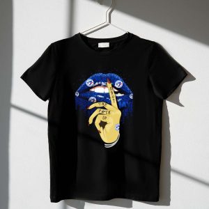 Toronto Blue Jays Glitter Lips T-Shirt With Shut The F Up Gesture