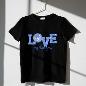 Glitter Love Dodgers La Fans T-Shirt - Sparkling Baseball Apparel