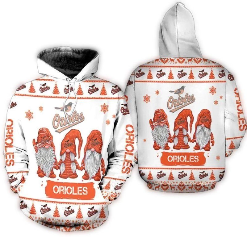 Gnomes Baltimore Orioles Christmas AOP Hoodie 1
