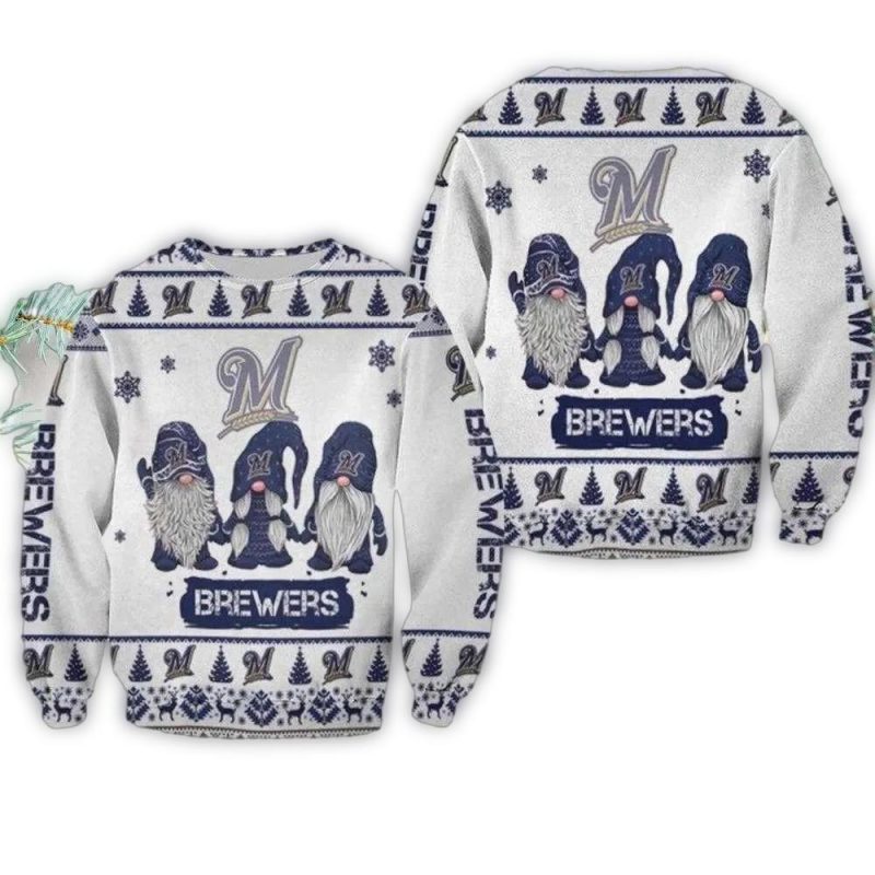 Gnomes Milwaukee Brewers Christmas Ugly Sweater
