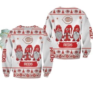 Gnomes Red And White Cincinnati Reds Ugly Sweater