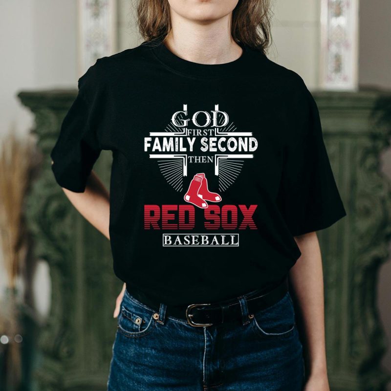 God First, Family Second - Red Sox Baseball T-Shirt for Fans - Image 2