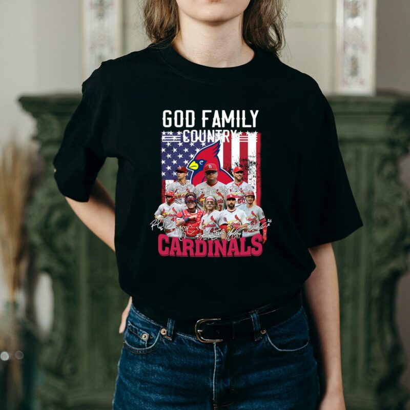 God Family Country Cardinals American Flag Unisex Graphic T-Shirt - Image 2