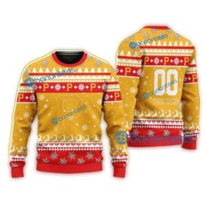 Personalized Gold and Red Pittsburgh Pirates Ugly Sweater with Name & Number