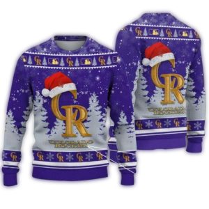 Colorado Rockies Ugly Sweater With Gold Logo For Christmas Cheer