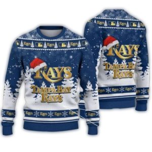 Gold Logo Tampa Bay Rays Santa Ugly Christmas Sweatshirt For Fans
