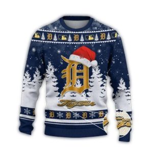 Detroit Tigers Christmas Snowfall All Over Print Sweatshirt - Golden Logo