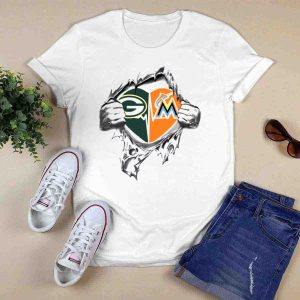 Green Bay Packers Heart Rip T-Shirt - Miami Marlins Fan Apparel