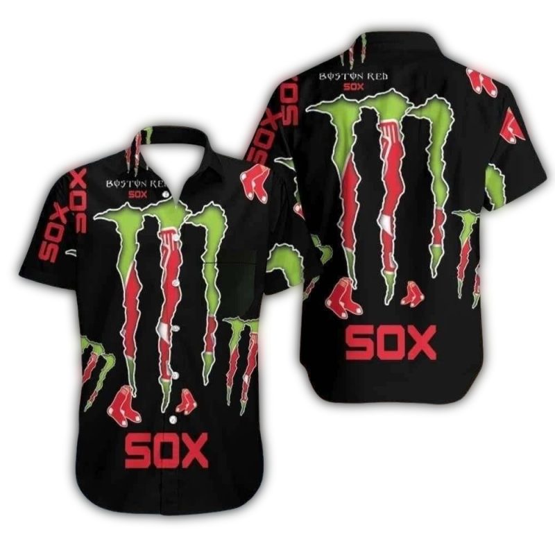 Monster Energy Boston Red Sox Hawaiian Shirt for Men - Casual Summer Style