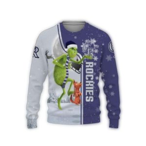 Grinch And Dog Colorado Rockies Christmas Ugly Sweater For New Year