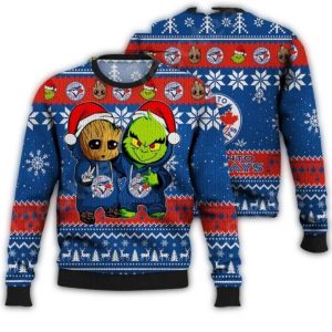 Grinch And Groot Toronto Blue Jays Christmas Ugly Sweater