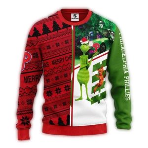 Grinch & Scooby-Doo Philadelphia Phillies Christmas Ugly Sweater