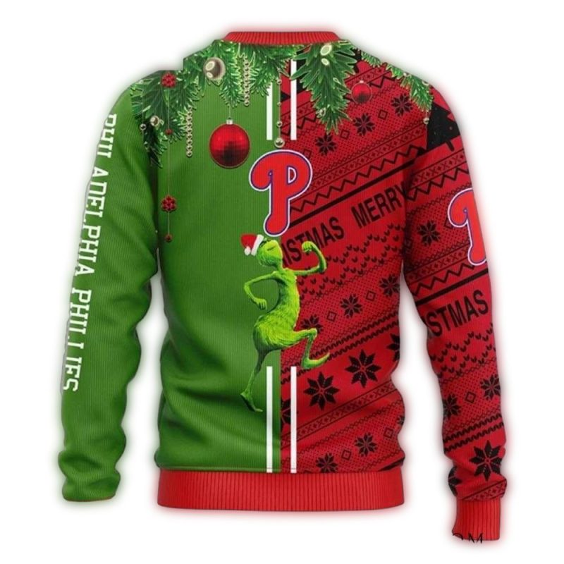 Grinch & Scooby-Doo Philadelphia Phillies Christmas Ugly Sweater - Image 2