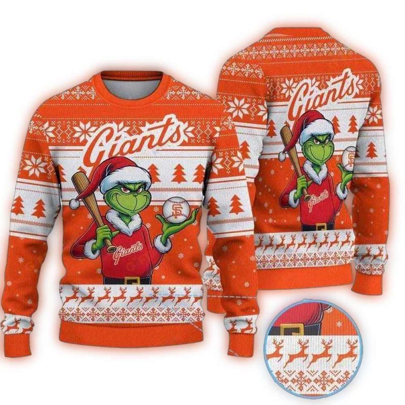 Grinch Baseball For San Francisco Giants Christmas Ugly Sweater 1