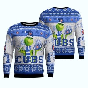Grinch Hold Ball Chicago Cubs Ugly Sweater