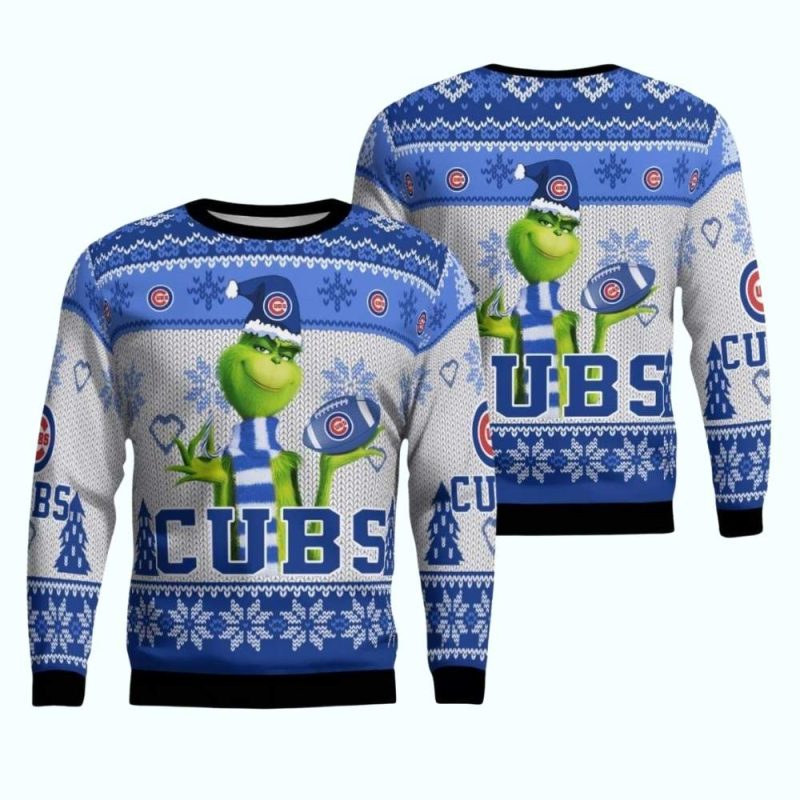 Grinch Hold Ball Chicago Cubs Ugly Sweater