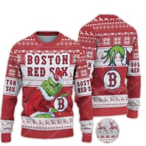 Boston Red Sox Grinch Ugly Sweater - Festive Holiday Sweatshirt