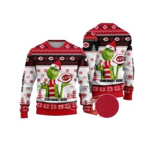 Grinch Hold Logo Cincinnati Reds Ugly Sweater